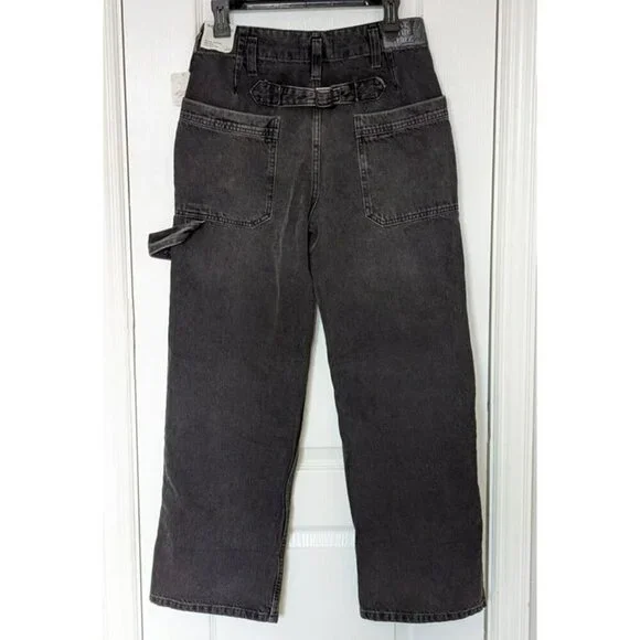 Free People Major Leagues Mid Rise Cuffed Black Jeans Size 26 (MSRP $128) - Picture 5 of 9